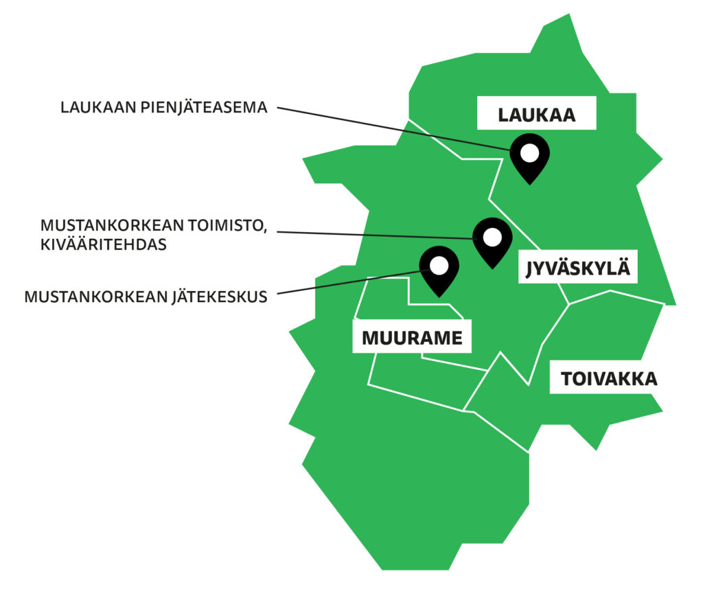 Piirroskartta Mustankorkean toimialueesta