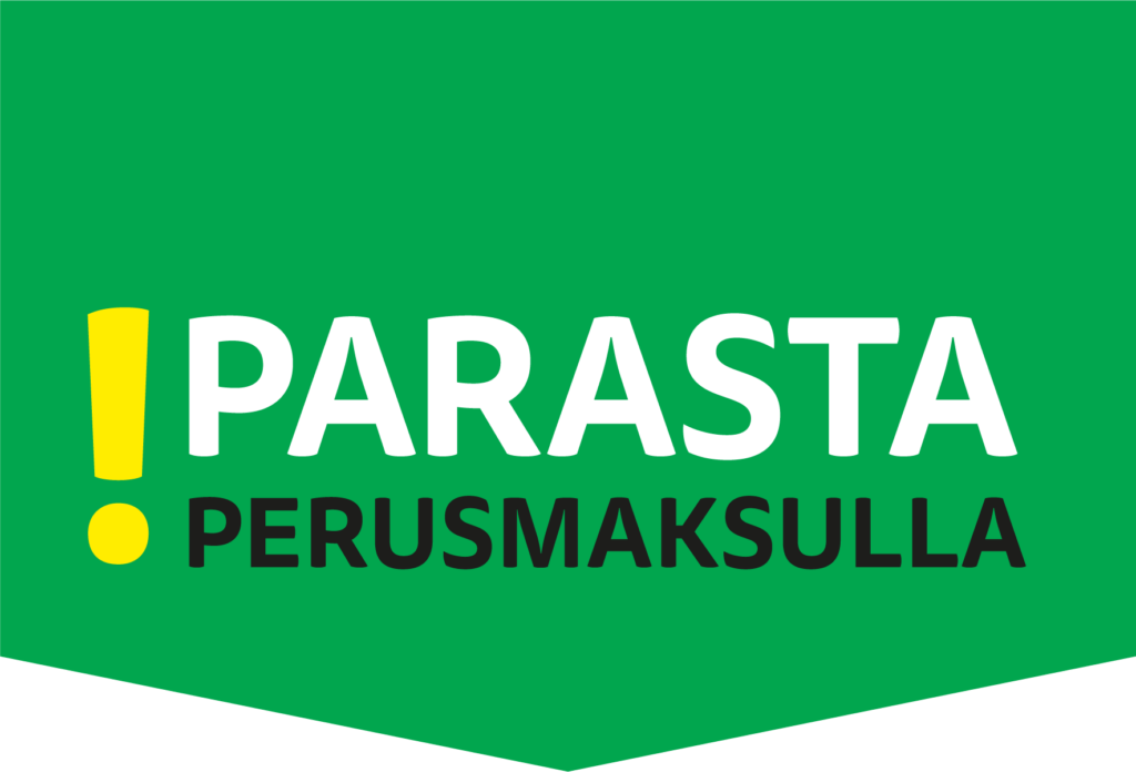 Logo, jossa lukee vihreällä taustalla "Parasta perusmaksulla".
